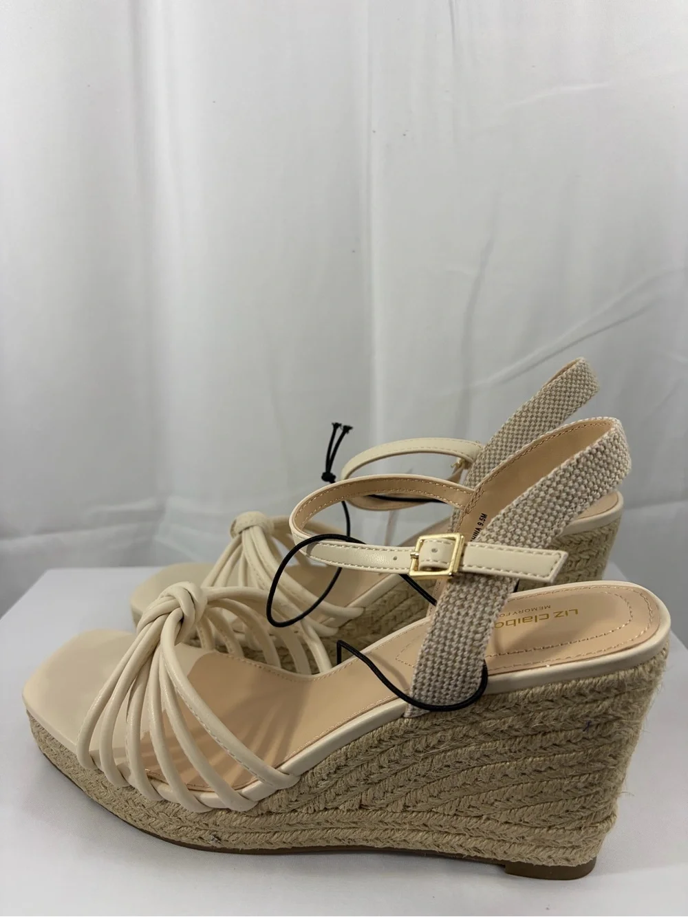 NWT Liz Claiborne Women's Size 9.5 Cream Espadrille Wedge Sandals